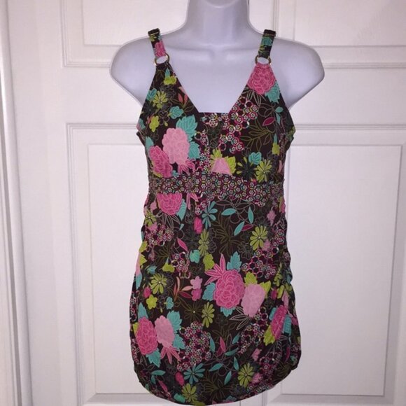 Motherhood Maternity Floral 2 Piece Tankini Swimsuit Size Medium - Picture 1 of 12
